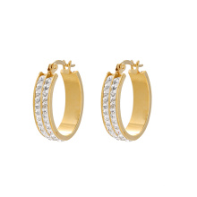 E-608 xuping fashion Nueva llegada Rhinestone 24K color oro Aros simples para mujer